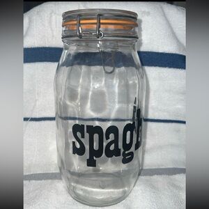 VINTAGE 2L TRIOMPHE FRANCE GLASS SPAGHETTI CANISTER//RUBBER GASKET & WIRE BAIL